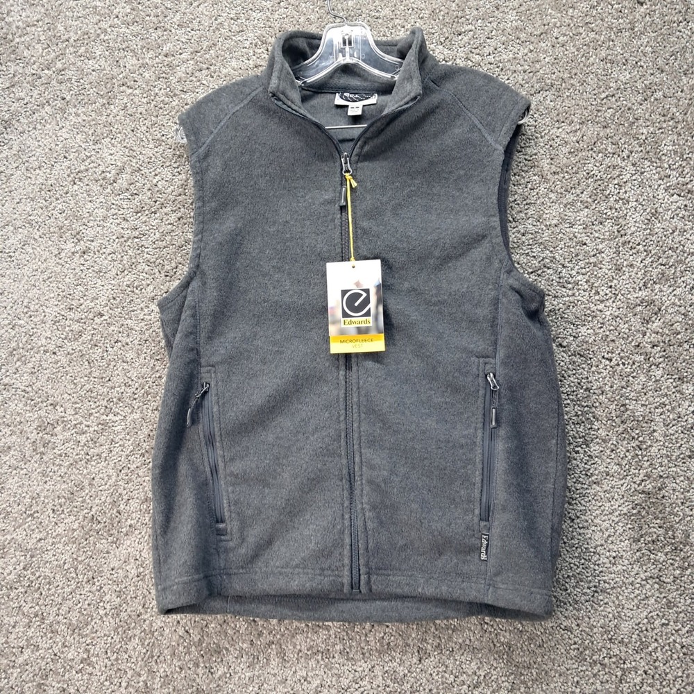 Edwards Garment Mens‎ Microfleece Vest Gray Full Zip Size Small NWT 3455-009